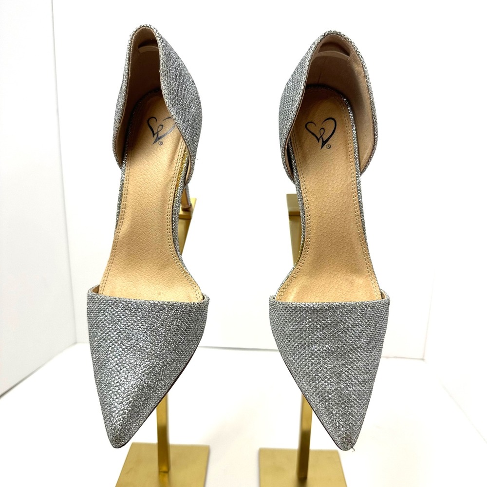 Windsor Womens Silver‎ Glitter D'Orsay Pointed Toe Stiletto Heels Size 7